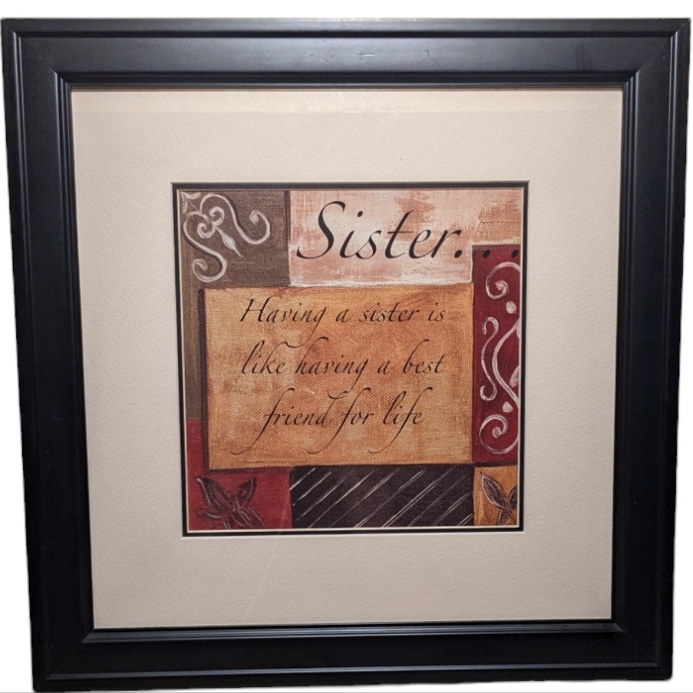 Homestudio Having a sister is like having a best friend for life framed artwork